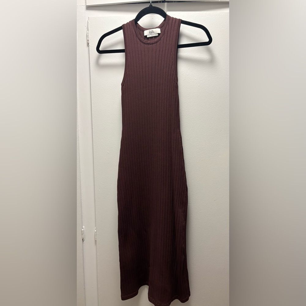 Like New Love Bonito Prima Column Midi Knit Dress Size 8 in Brown - Picture 2 of 6